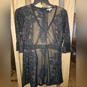 BaeVely Sz L Lined Black Lace Dress